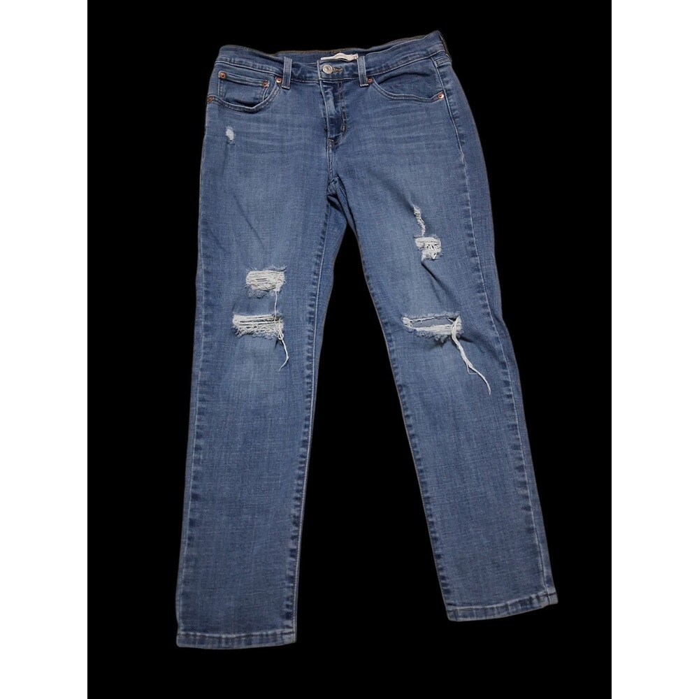 Levi’s Boyfriend Distressed Jeans Women’s W27 L27 Medium Wash Stretch Denim